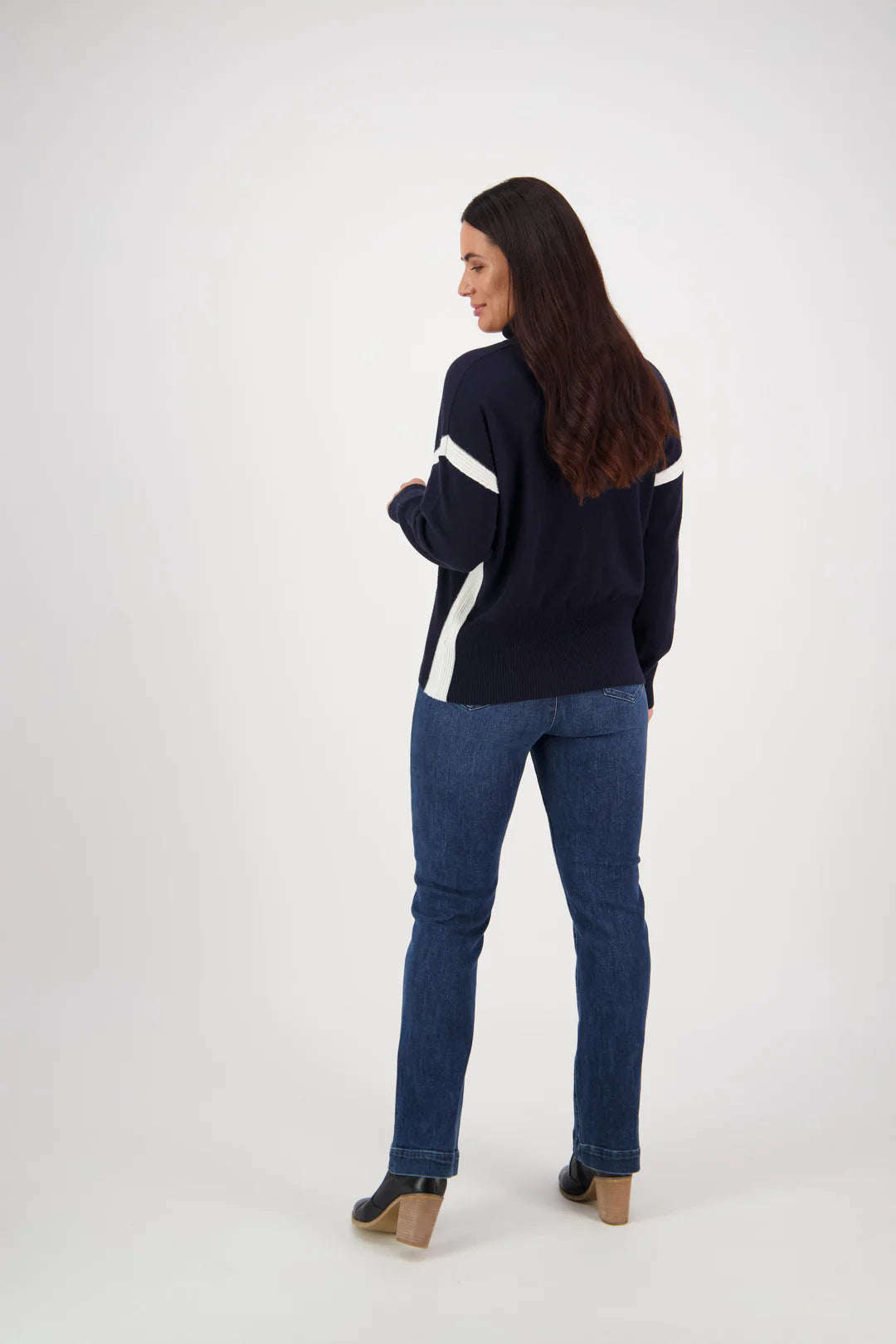 High Neck Sweater with Contrast Trim